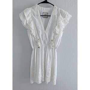 BELL By Alicia Bell Embroidered Eyelet Mini Dress Women's Size XS White Dress